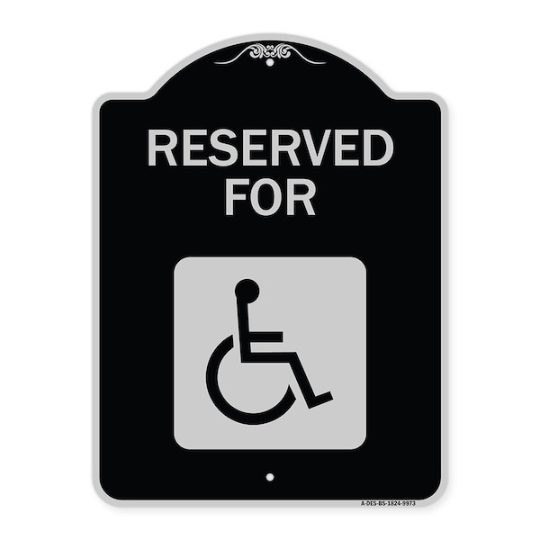 Designer Series-Graphic Handicapped Reserved Black & Silver Alum, 24" x 18", BS-1824-9973